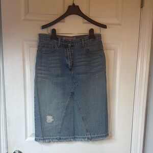 Fishbone Jean Skirt Blue Pencil Skirt